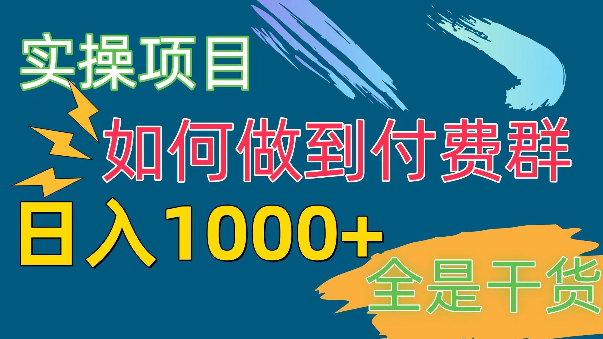 [实操项目]付费群赛道，日入1000+-云泽轻创网
