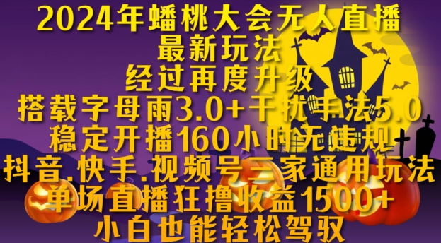 2024年蟠桃大会无人直播最新玩法，稳定开播160小时无违规，抖音、快手、视频号三家通用玩法【揭秘】-云泽轻创网