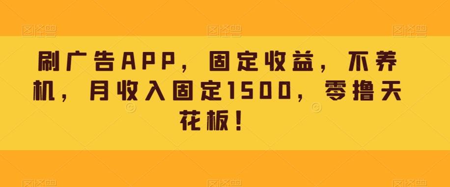 刷广告APP，固定收益，不养机，月收入固定1500，零撸天花板！-云泽轻创网