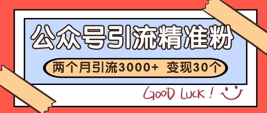 公众号精准粉引流玩法 2个月3000+精准粉 变现30万+-云泽轻创网