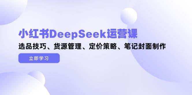小红书DeepSeek运营课,选品技巧、货源管理、定价策略、笔记封面制作-云泽轻创网