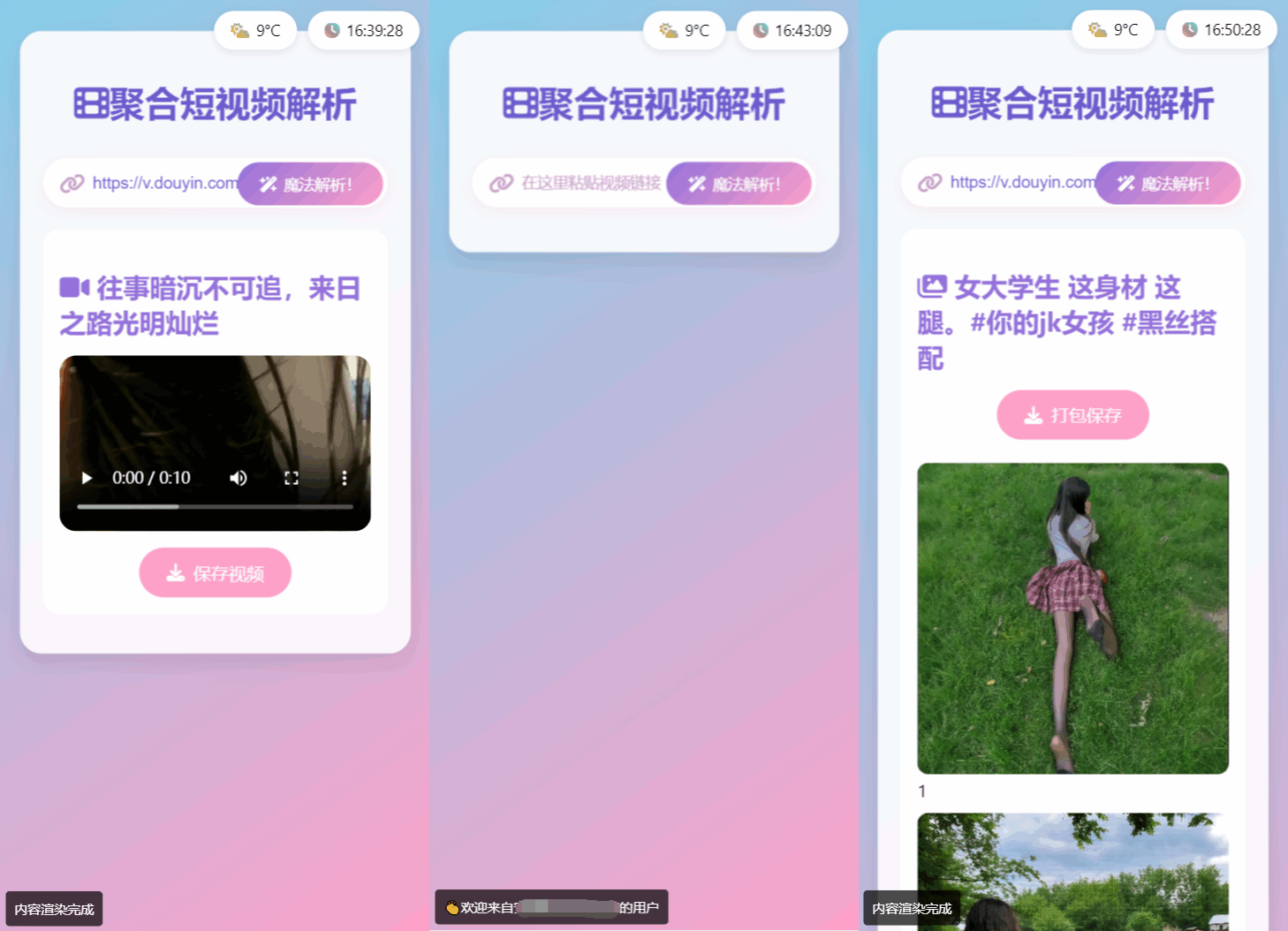 全新二次元聚合短视频解析去水印系统源码 自适应双端-云泽轻创网