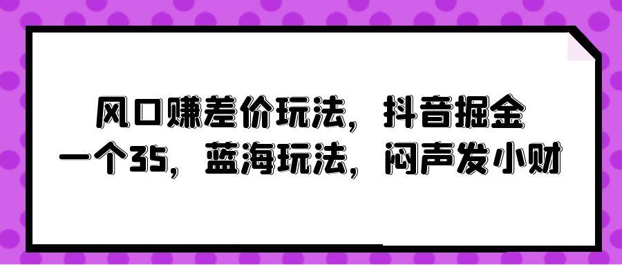 (10022期)风口赚差价玩法，抖音掘金，一个35，蓝海玩法，闷声发小财-云泽轻创网
