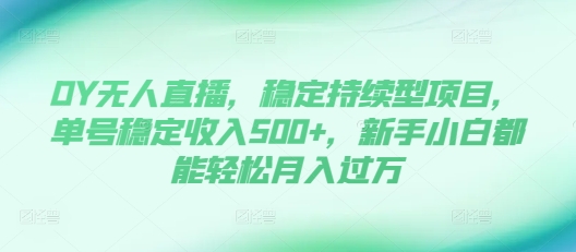 DY无人直播，稳定持续型项目，单号稳定收入500+，新手小白都能轻松月入过万【揭秘】-云泽轻创网