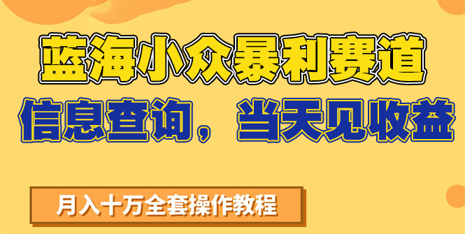 蓝海小众暴利赛道，信息查询，当天见收益，不讲玄学，7天搞了2万+-云泽轻创网