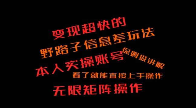 变现超快的野路子信息差玩法，本人实操账号保姆级讲解-云泽轻创网