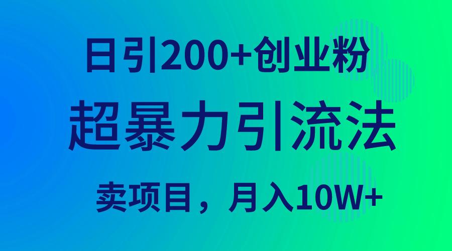 (9654期)超暴力引流法，日引200+创业粉，卖项目月入10W+-云泽轻创网
