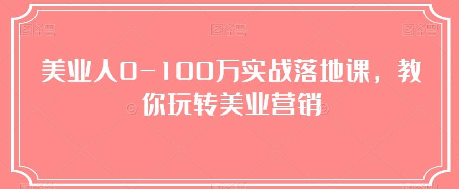 美业人0-100万实战落地课，教你玩转美业营销-云泽轻创网