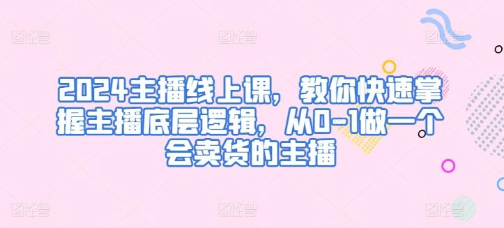 2024主播线上课，教你快速掌握主播底层逻辑，从0-1做一个会卖货的主播-云泽轻创网