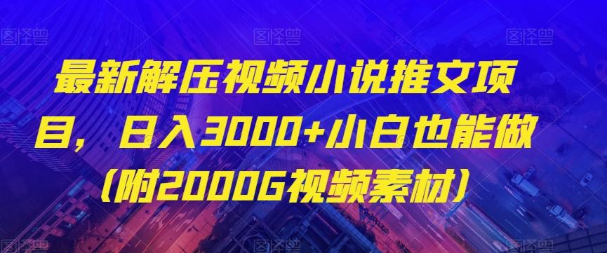 最新解压视频小说推文项目，日入3000+小白也能做（附2000G视频素材）【揭秘】-云泽轻创网