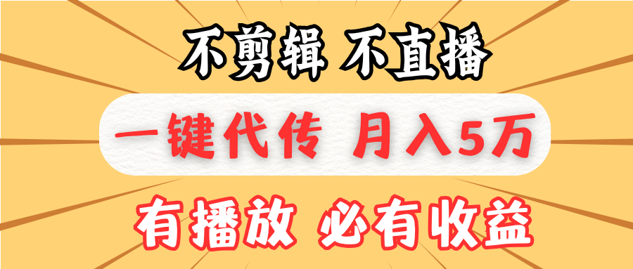 不剪辑不直播，一键代发，月入5万懒人必备，我出视频你来发-云泽轻创网