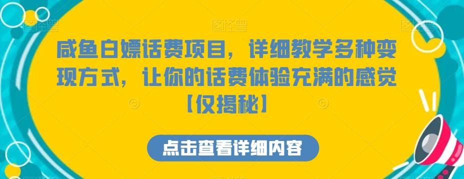 咸鱼白嫖话费项目，详细教学多种变现方式，让你的话费体验充满的感觉【仅揭秘】-云泽轻创网