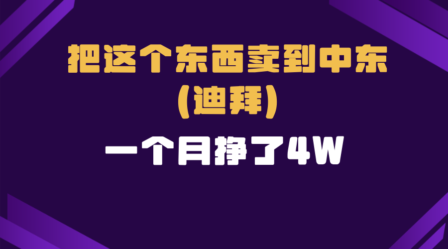 跨境电商一个人在家把货卖到迪拜，暴力项目拆解-云泽轻创网