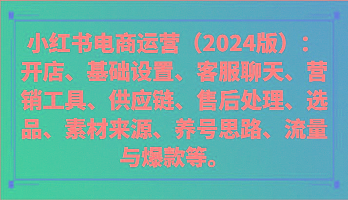 小红书电商运营(2024版)：开店、设置、供应链、选品、素材、养号、流量与爆款等-云泽轻创网