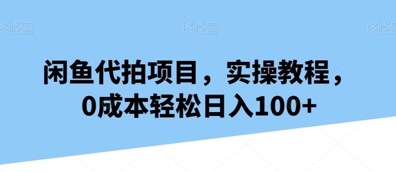 闲鱼代拍项目，实操教程，0成本轻松日入100+-云泽轻创网