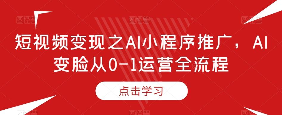 短视频变现之AI小程序推广，AI变脸从0-1运营全流程-云泽轻创网