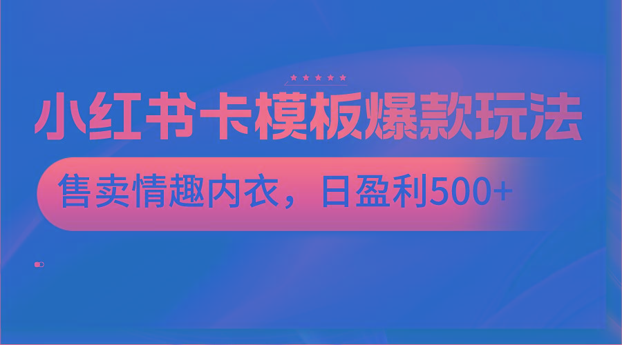 小红书卡模板爆款玩法，售卖情趣内衣，日盈利500+-云泽轻创网