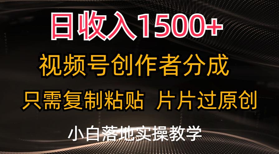 日收入1500+，视频号创作者分成，只需复制粘贴，片片过原创，小白也可…-云泽轻创网