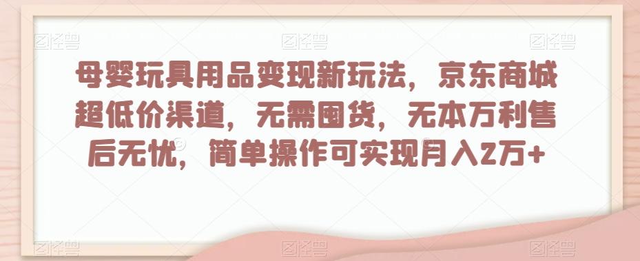 母婴玩具用品变现新玩法，京东商城超低价渠道，简单操作可实现月入2万+【揭秘】-云泽轻创网