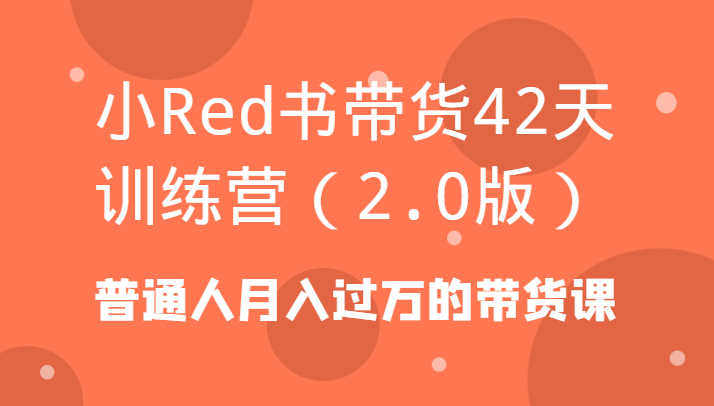 小Red书带货42天训练营(2.0版)普通人月入过万的带货课-云泽轻创网