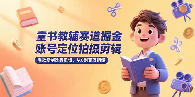 童书教辅赛道掘金，账号定位拍摄剪辑，爆款复制选品逻辑，从0到百万销量-云泽轻创网