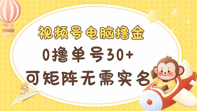 视频号电脑撸金 0撸单号30+ 可矩阵 无需实名多号多得-云泽轻创网