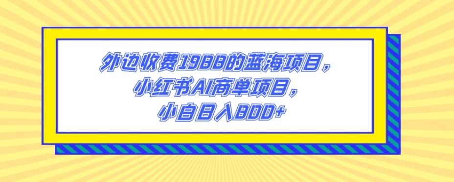 外边收费1988的蓝海项目，小红书AI商单项目，小白日入800+-云泽轻创网