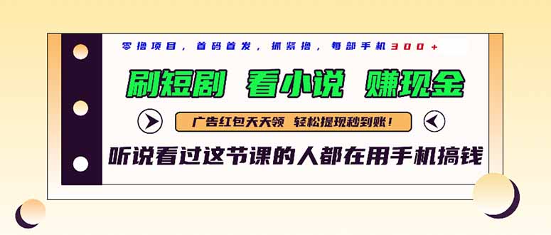 最新短剧平台，刷短剧，看小说，赚现金，一部手机日入300+-云泽轻创网