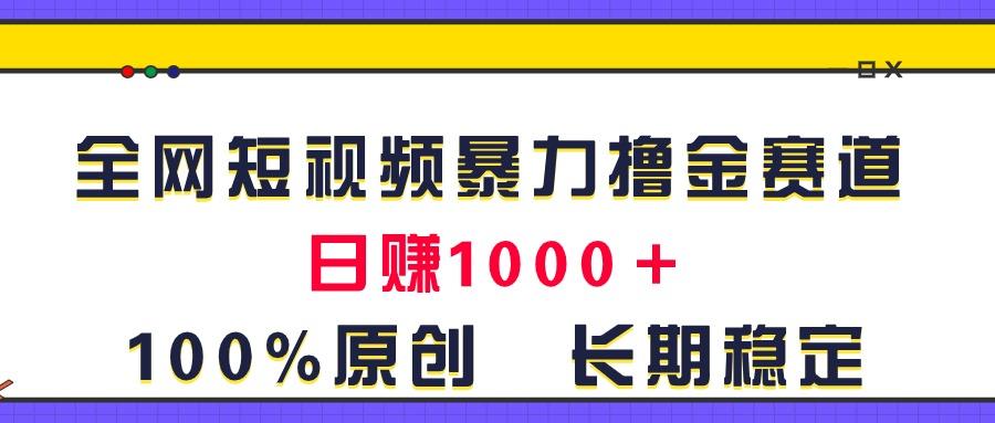 全网短视频暴力撸金赛道，日入1000＋！原创玩法，长期稳定-云泽轻创网