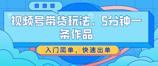 视频号带货玩法，5分钟一条作品，入门简单，快速出单【揭秘】-云泽轻创网