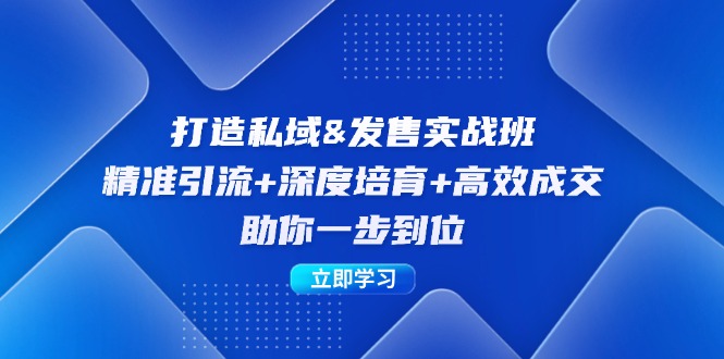 打造私域&发售实操班：精准引流+深度培育+高效成交，助你一步到位-云泽轻创网
