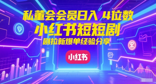 私董会会员日入4位数小红书红果短剧拉新爆单经验分享-云泽轻创网