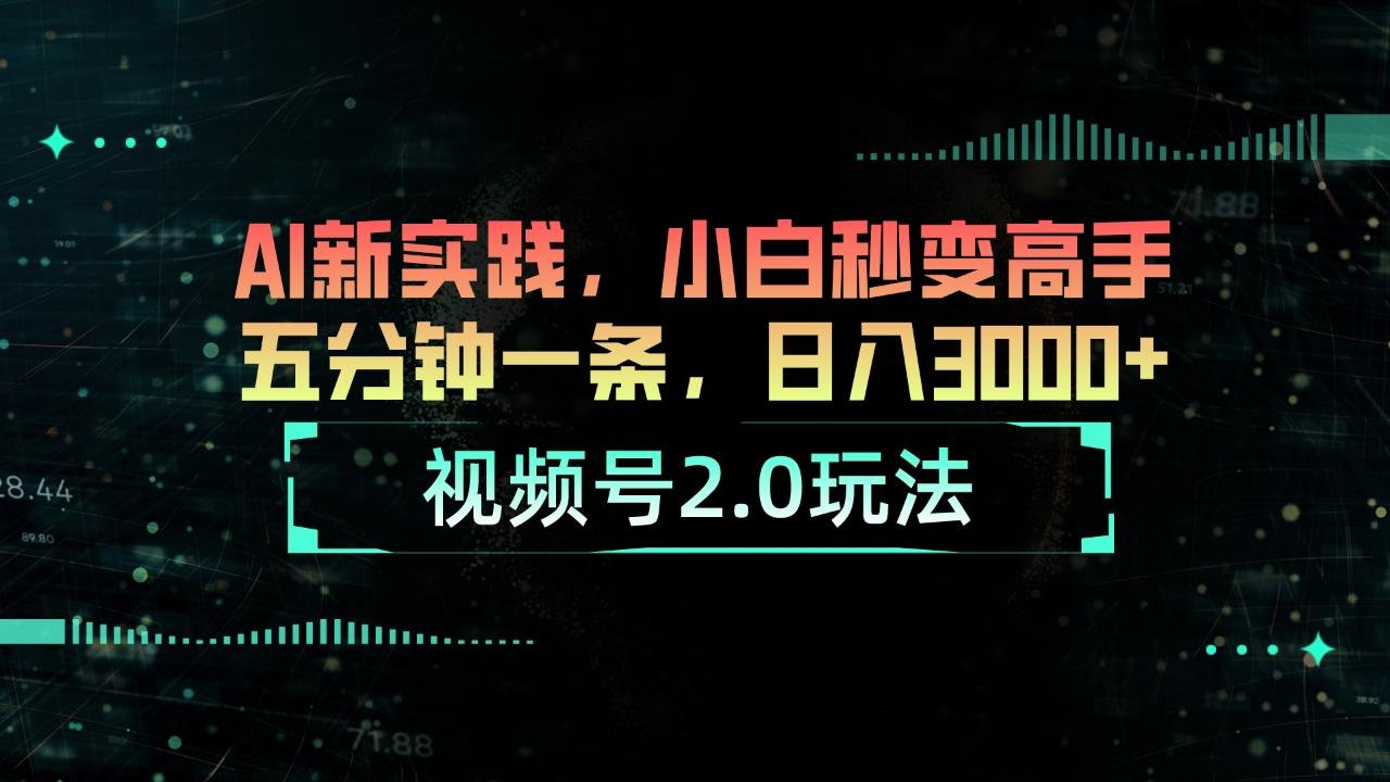 视频号2.0玩法 AI新实践，小白秒变高手五分钟一条，日入3000+-云泽轻创网