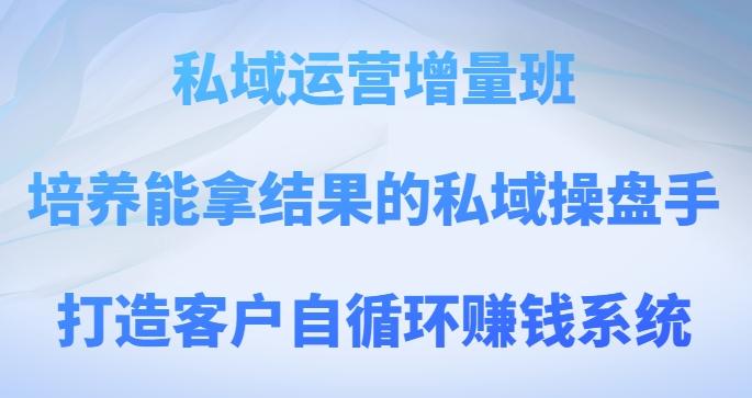 私域运营增量班，培养能拿结果的私域操盘手，打造客户自循环赚钱系统-云泽轻创网