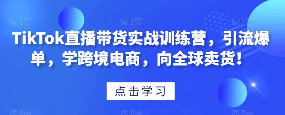 TikTok直播带货实战训练营，引流爆单，学跨境电商，向全球卖货！-云泽轻创网