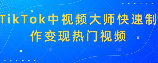 TikTok中视频大师快速制作变现热门视频-云泽轻创网