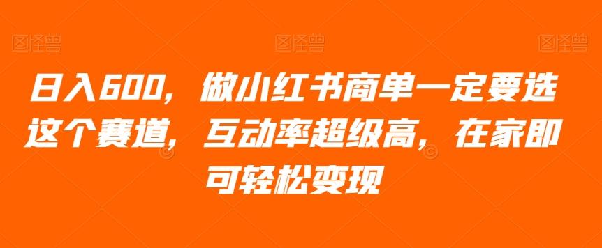 日入600，做小红书商单一定要选这个赛道，互动率超级高，在家即可轻松变现-云泽轻创网