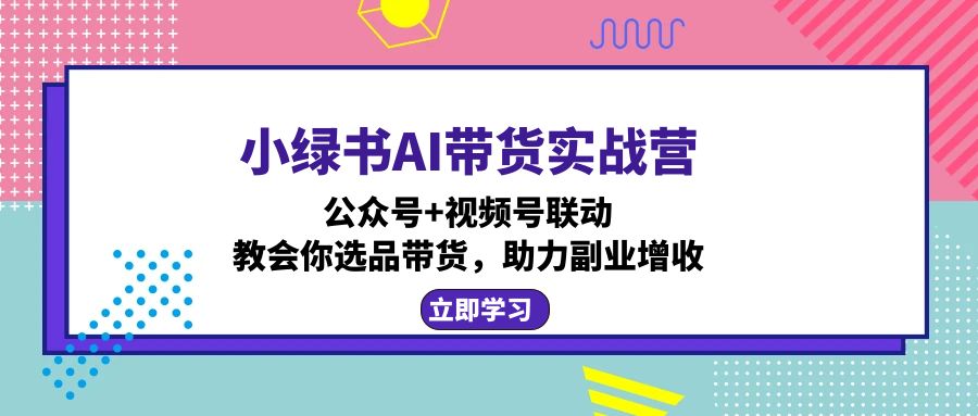 小绿书AI带货实战营：公众号+视频号联动，教会你选品带货，助力副业增收-云泽轻创网
