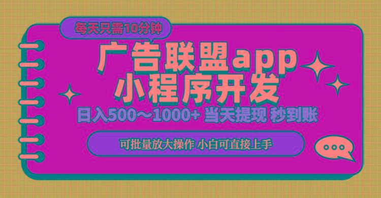 小程序开发 广告赚钱 日入500~1000+ 小白轻松上手！-云泽轻创网
