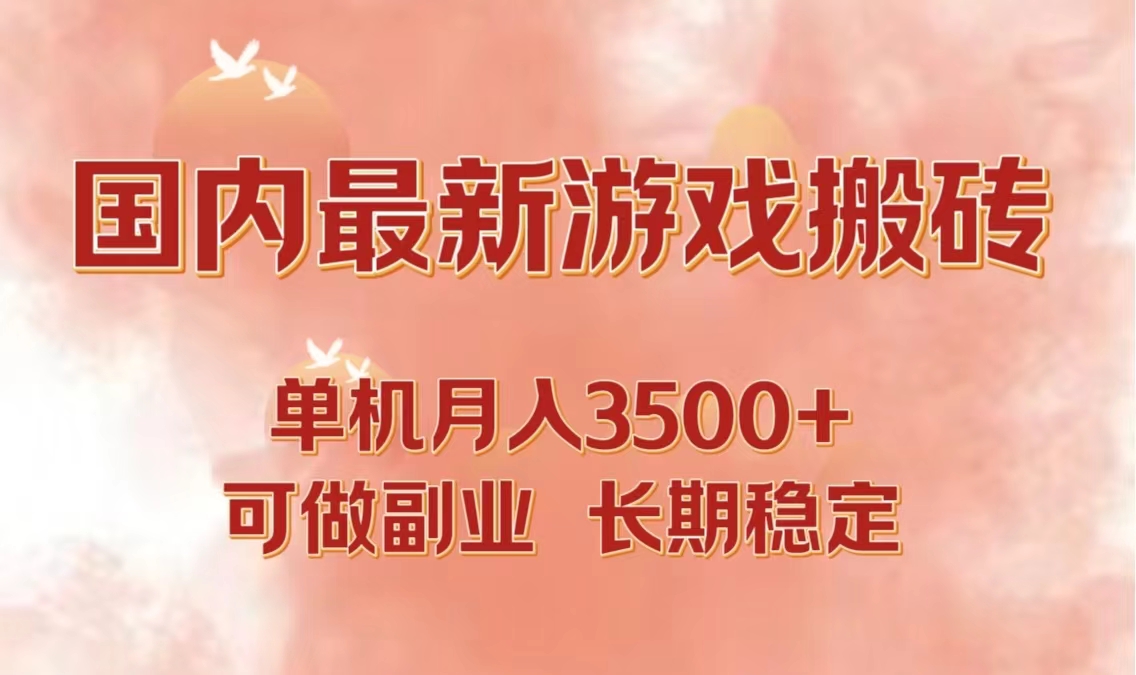 国内最新游戏打金搬砖，单机月入3500+可做副业 长期稳定-云泽轻创网