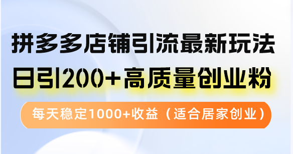 拼多多店铺引流最新玩法，日引200+高质量创业粉，每天稳定1000+收益(...-云泽轻创网