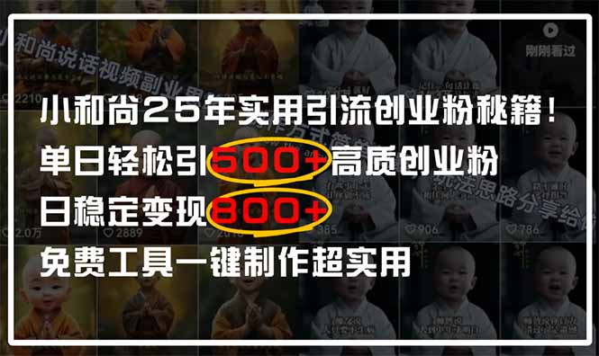 小和尚2025年实用引流秘籍！单日轻松引500+高质量创业粉，日变现800+，...-云泽轻创网