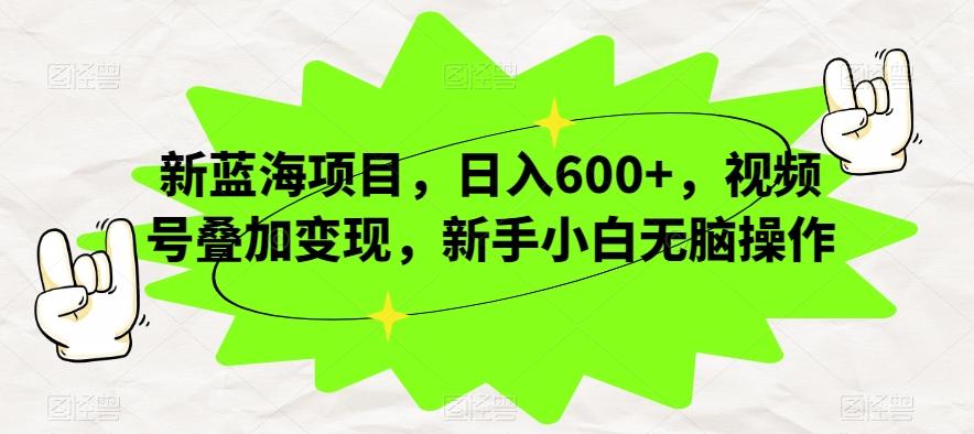 新蓝海项目，日入600+，视频号叠加变现，新手小白无脑操作【揭秘】-云泽轻创网