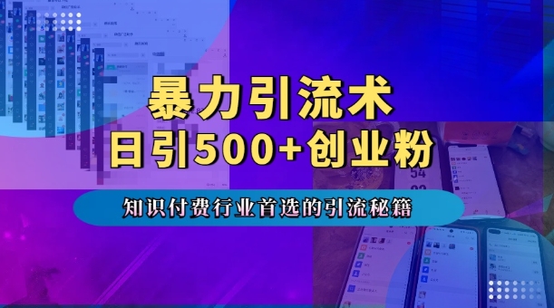 暴力引流术，专业知识付费行业首选的引流秘籍，一天暴流500+创业粉，五个手机流量接不完!-云泽轻创网