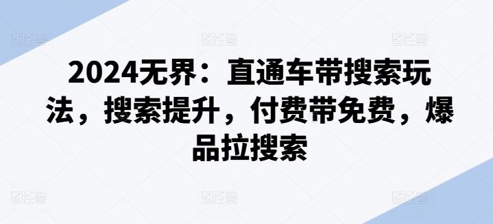 2024无界：直通车带搜索玩法，搜索提升，付费带免费，爆品拉搜索-云泽轻创网