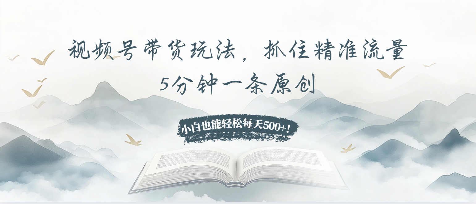 视频号带货玩法，抓住精准流量，5分钟一条原创，小白也能轻松每天500+！-云泽轻创网