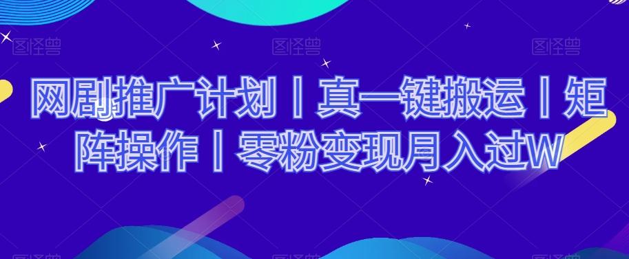 网剧推广计划丨真一键搬运丨矩阵操作丨零粉变现月入过W-云泽轻创网