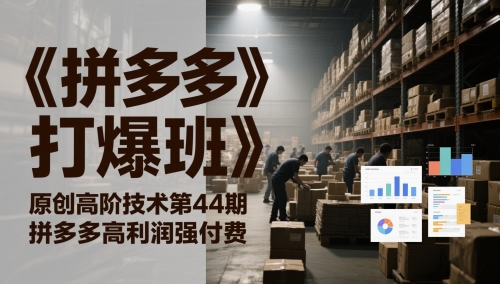 《拼多多打爆班》原创高阶技术第44期，拼多多高利润强付费-云泽轻创网