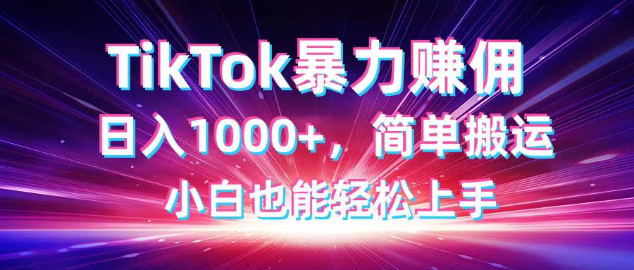 TikTok搬运暴力赚佣，日入1000+，简单搬运，小白也能轻松上手-云泽轻创网