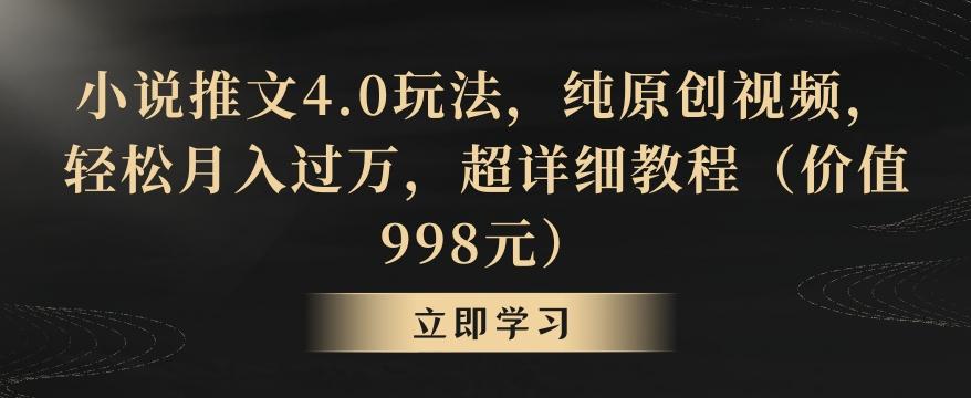 小说推文4.0玩法，纯原创视频，轻松月入过万，超详细教程(价值998元)【揭秘】-云泽轻创网